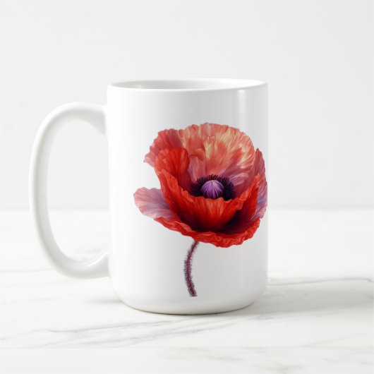 Single Red Poppy Flower Koffiemok (Links)