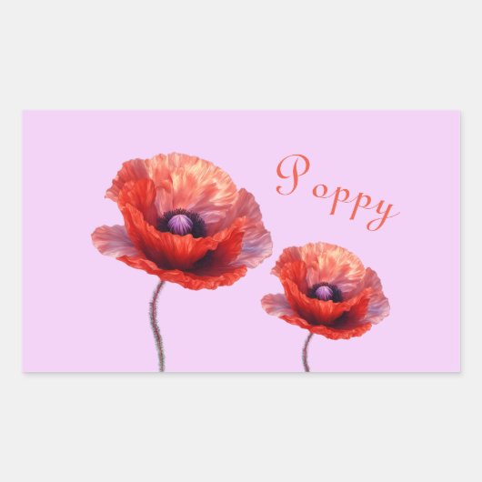 Single Red Poppy Flower Rechthoekige Sticker (Voorkant)