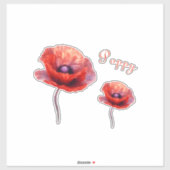 Single Red Poppy Flower Sticker (Vel)