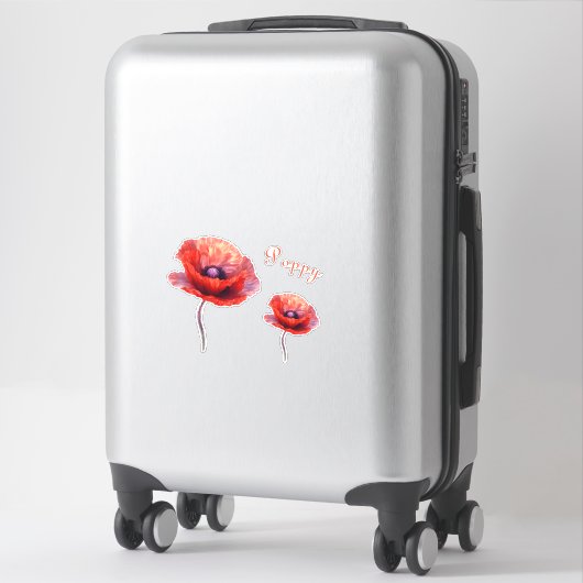 Single Red Poppy Flower Sticker (Koffer)