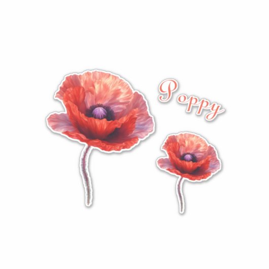 Single Red Poppy Flower Sticker (Voorkant)