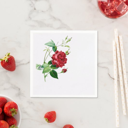 Single Red Redoute Roos op eierschaal servetten (Insitu)