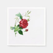 Single Red Redoute Roos op eierschaal servetten (Voorkant)