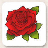 Single Red Rose Art Bier Onderzetter (Voorkant)