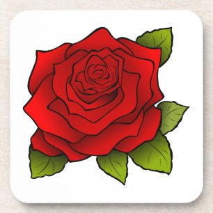 Single Red Rose Art Bier Onderzetter