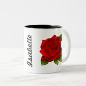Single Red Rose Art gepersonaliseerd Tweekleurige Koffiemok (Voorkant rechts)