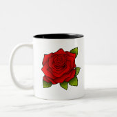 Single Red Rose Art gepersonaliseerd Tweekleurige Koffiemok (Links)