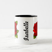 Single Red Rose Art gepersonaliseerd Tweekleurige Koffiemok (Center)