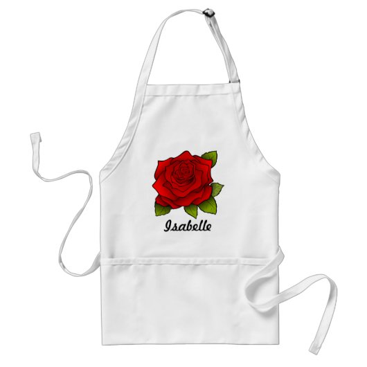 Single Red Rose Art Personalised Standaard Schort (Voorkant)