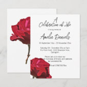 Single Red Rose Celebration of Life  Card Kaart (Voorkant / Achterkant)