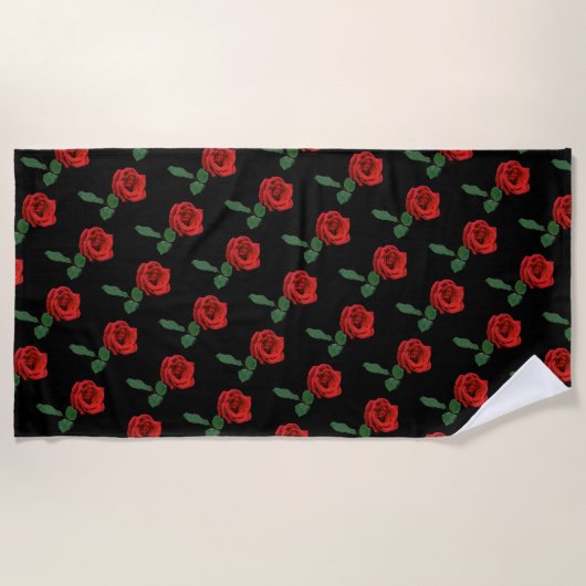 Single Red Rose Floral Beach Towel Strandlaken (Voorkant)