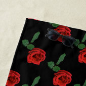 Single Red Rose Floral Beach Towel Strandlaken (In situ)