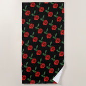 Single Red Rose Floral Beach Towel Strandlaken (Voorkant)