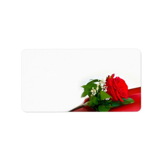 Single Red Rose – Floral White Background Etiket (Voorkant)