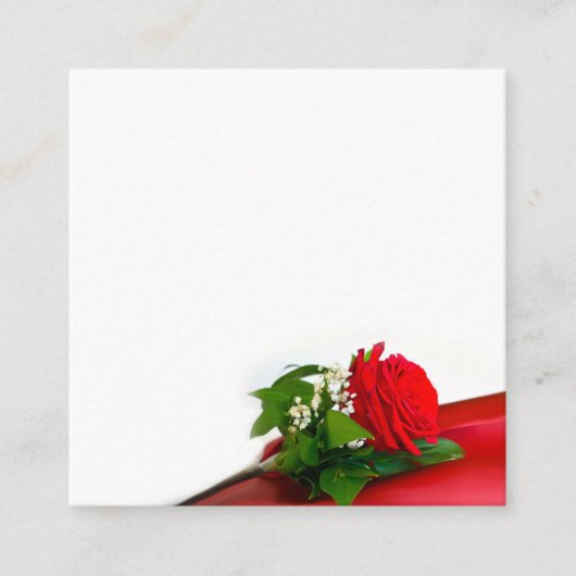 Single Red Rose – Floral White Background Informatiekaartje (Voorkant)