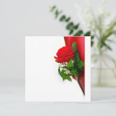 Single Red Rose – Floral White Background Kaart (Staand voorkant)