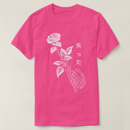 Single Red Rose Flower Skeleton T-shirt (Design voorkant)
