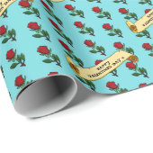 Single Red Rose Happy Valentine's Day 80s Retro Cadeaupapier (Rol Hoek)