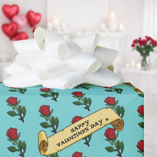 Single Red Rose Happy Valentine's Day 80s Retro Cadeaupapier