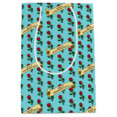 Single Red Rose Happy Valentine's Day 80s Retro Medium Cadeauzakje (Voorkant)