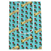 Single Red Rose Happy Valentine's Day 80s Retro Medium Cadeauzakje (Achterkant)