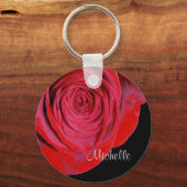 Single Red Rose op maat Sleutelhanger (Voorkant)