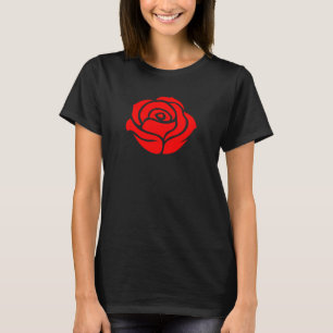 Single Red Rose Pocket Flower Romantic Love Pocket T-shirt