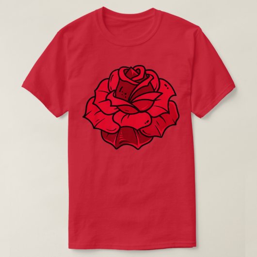Single Red Rose Pocket Flower Romantic Love Pocket T-shirt (Design voorkant)