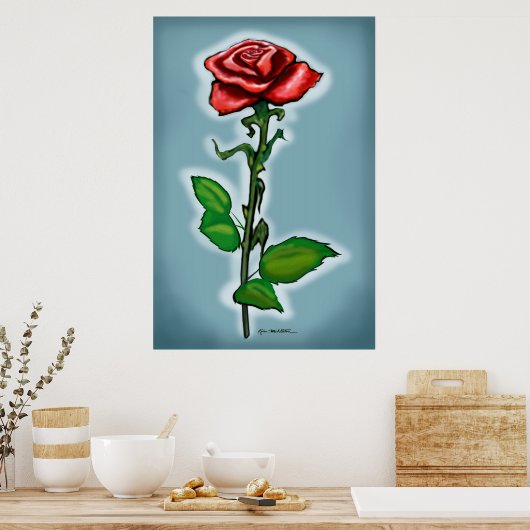 Single Red Rose Print (Keuken)