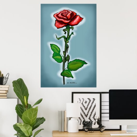 Single Red Rose Print (Thuiskantoor)