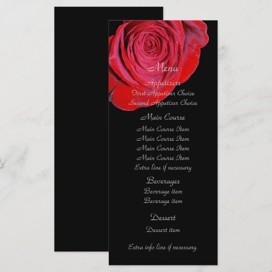 Single Red Rose Wedding Menu (Voorkant / Achterkant)