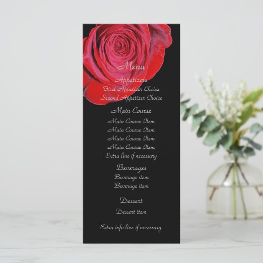 Single Red Rose Wedding Menu (Staand voorkant)
