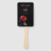 Single Red Rose-Wedding Programma Handwaaier (Voorkant)