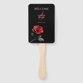 Single Red Rose-Wedding Programma Handwaaier