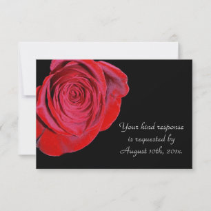 Single Red Rose Wedding RSVP Kaart