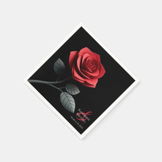 Single Red Rose-Wedding Servet (Hoek)
