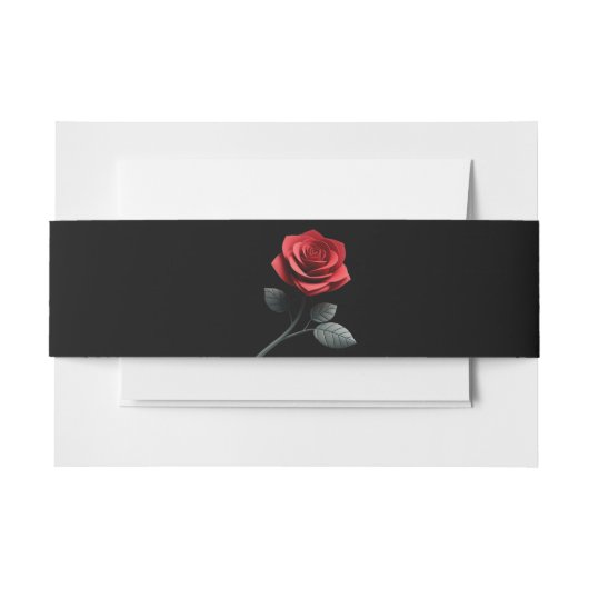 Single Red Rose-Wedding Uitnodigingen Wikkel (Voorkant Voorbeeld)