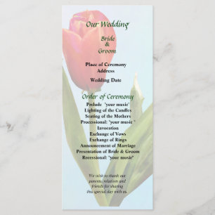 Single Red Tulip Wedding Programme Programmakaart