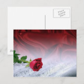 Single roos op bladmuziek - aanpasbaar briefkaart (Voorkant / Achterkant)
