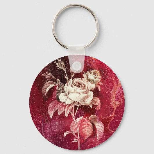 SINGLE ROSE  on Red Background Sleutelhanger (Voorkant)