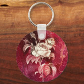 SINGLE ROSE  on Red Background Sleutelhanger (Voorkant)