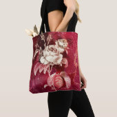 Single Rose on Textured Red Background Tote Bag (Dichtbij)