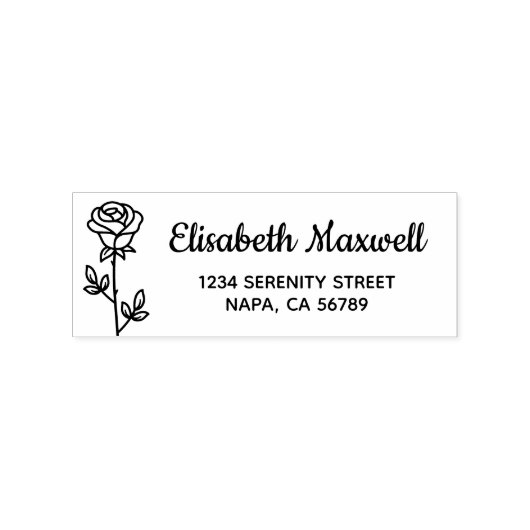 Single Rose Return Address Rubberstempel (Afrduk)