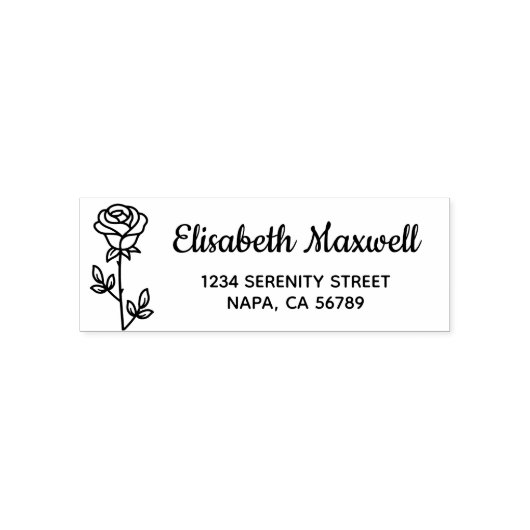 Single Rose Return Address Zelfinktende Stempel (Design)