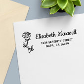 Single Rose Return Address Zelfinktende Stempel