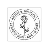 Single Rose Round Address Rubberstempel (Afrduk)