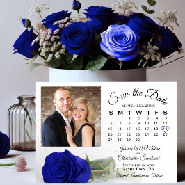 Single Royal Blue Roos Trouwkalender & Foto Save The Date