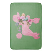 Single Roze Franse Poedel op Groen Badmat (Voorkant Verticaal)