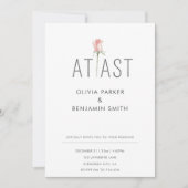 Single roze roos bij laatste foto elegante bruilof kaart (Voorkant)