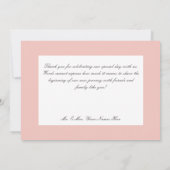 Single roze rozenknopje bloem bruiloft bedankkaart (Achterkant)